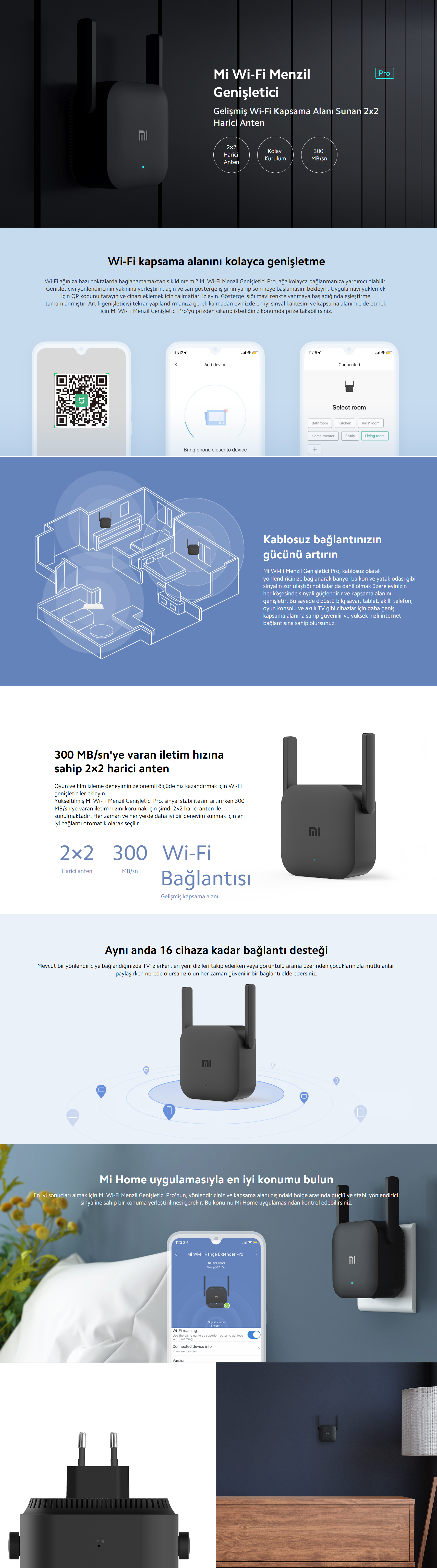 Mi Wi‑Fi Menzil Genişletici Pro | AC1200 Dual‑Band Extender – ekinside