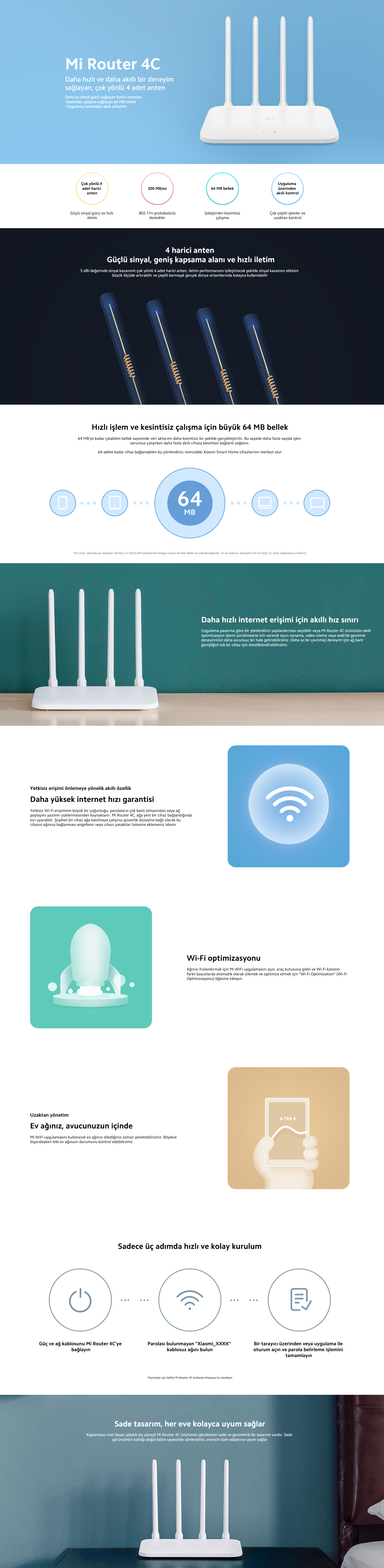 Xiaomi Router 4C | 2.4 GHz N300 Kablosuz Yönlendirici – ekinside