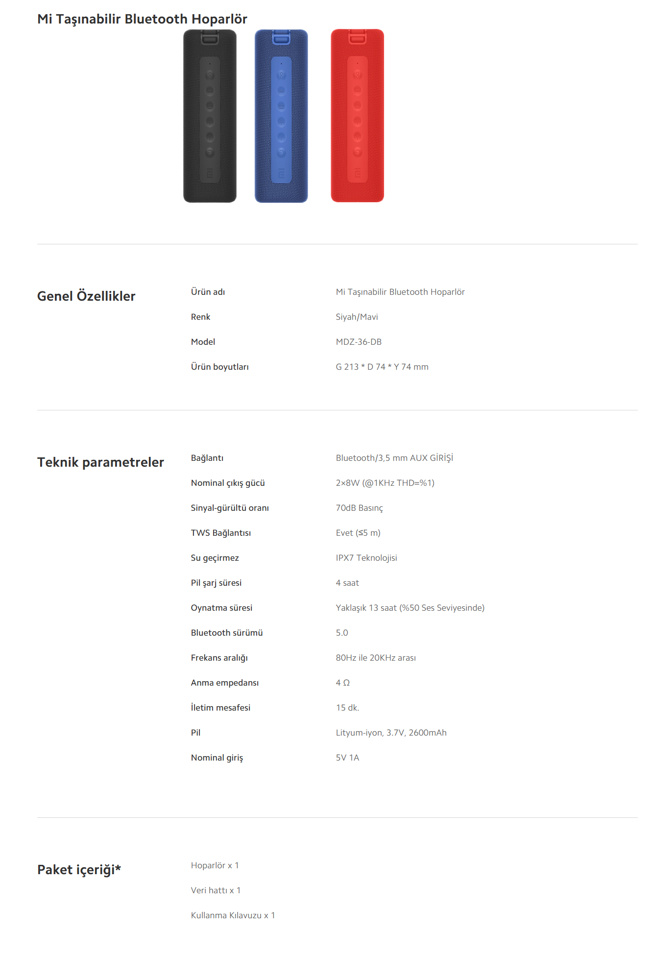 Mi Portable Bluetooth Speaker 16W | Taşınabilir Hoparlör – ekinside
