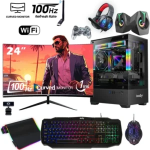 Xaser XSR364 i7-4790 oyuncu bilgisayarı, 16 GB RAM, 512 GB SSD, RX580 ekran kartı ve 24" 100 Hz curved ekranıyla oyun ve üretkenlik için ideal bir çözüm sunuyor.