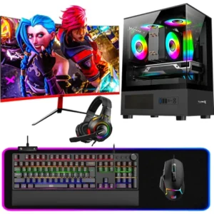 Turbox DRX6885, Ryzen 7 5700X işlemci, 32 GB RAM, 1 TB SSD ve RTX 3050 ekran kartıyla güçlü performans sunar. 27” 165 Hz curved monitörüyle sürükleyici oyun deneyimi sağlar.