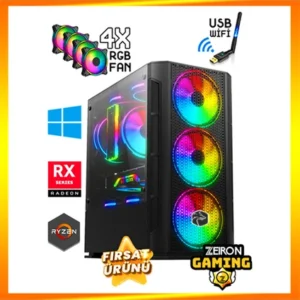 Zeiron Ironhide X25, Ryzen 5 3600 işlemci, 16 GB RAM, 512 GB SSD ve RX580 ekran kartı ile performansı uygun fiyatla sunar. FreeDOS ile istediğiniz işletim sistemini seçebilirsiniz.