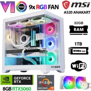 Xaser Sword X60 Ryzen 7 5700X 32GB Ram 1TB M.2 Nvme SSD 8GB RTX5060 Sıvı Soğutmalı Oyuncu Bilgisayarı