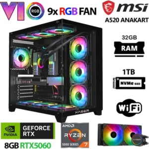 Xaser Sword X50 Ryzen 7 5700X 32 GB RAM 1 TB NVMe SSD 8 GB RTX 5060 Sıvı Soğutmalı Masaüstü Oyuncu Bilgisayarı